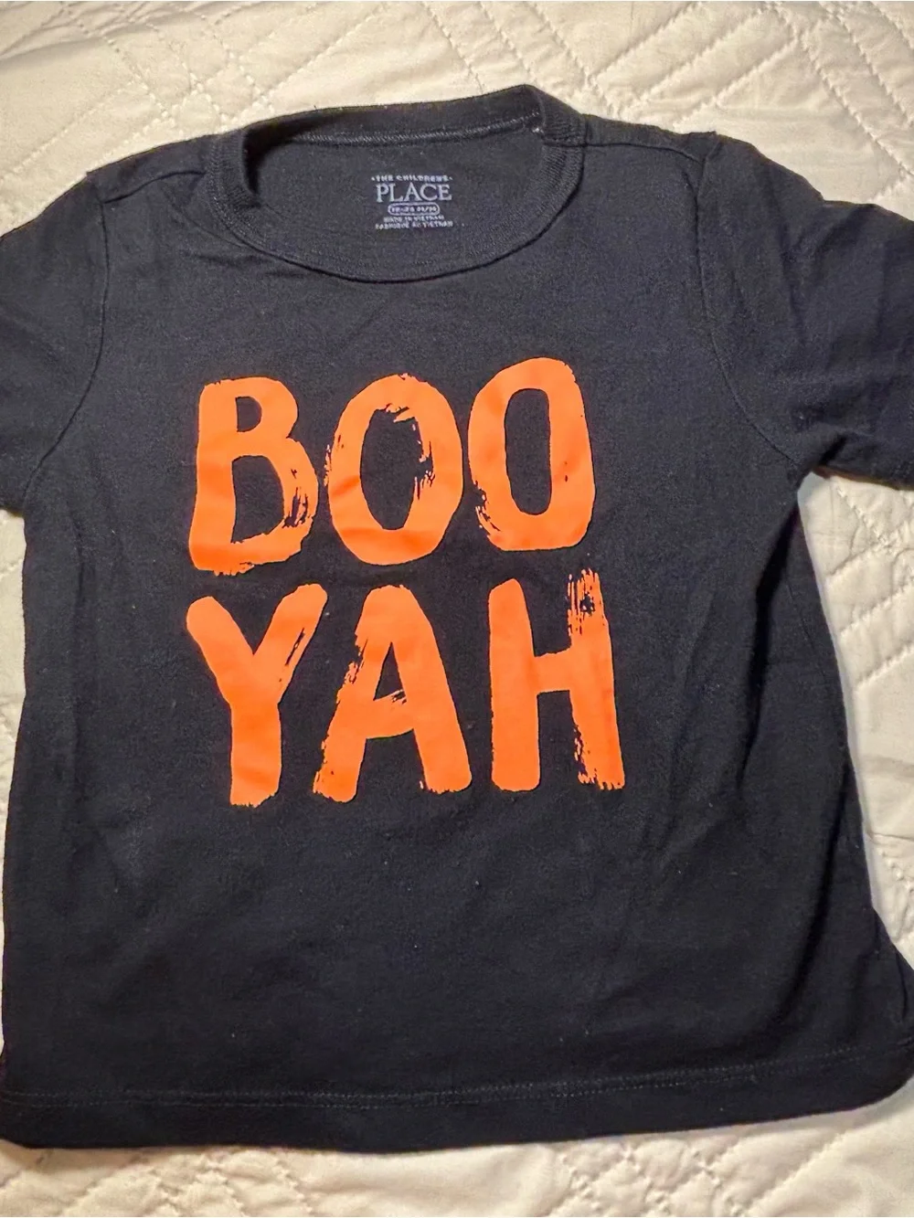 The Children's Place 18-24M Halloween Black Tee with Orange 'BOOYAH' Graphic